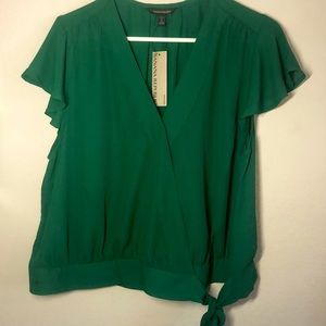 Banana Republic Petite Cropped Ruffle-Wrap Top